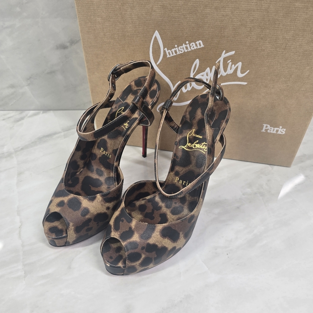 Christian Louboutin Leopard Print JenLove Heels - Picture 3 of 12